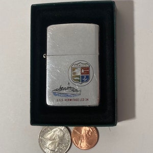 Vintage Metal Zippo, U.S.S. Hermitage LSD-34, Dock Landing Ship, Navy