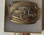 Vintage Metal Belt Buckle, Semi Truck, Trucking, 18 Wheeler, Truck Driving, 3 1 4 quot x 2 1 4 quot , Heavy Duty, Quality, Thick Metal, Made in USA