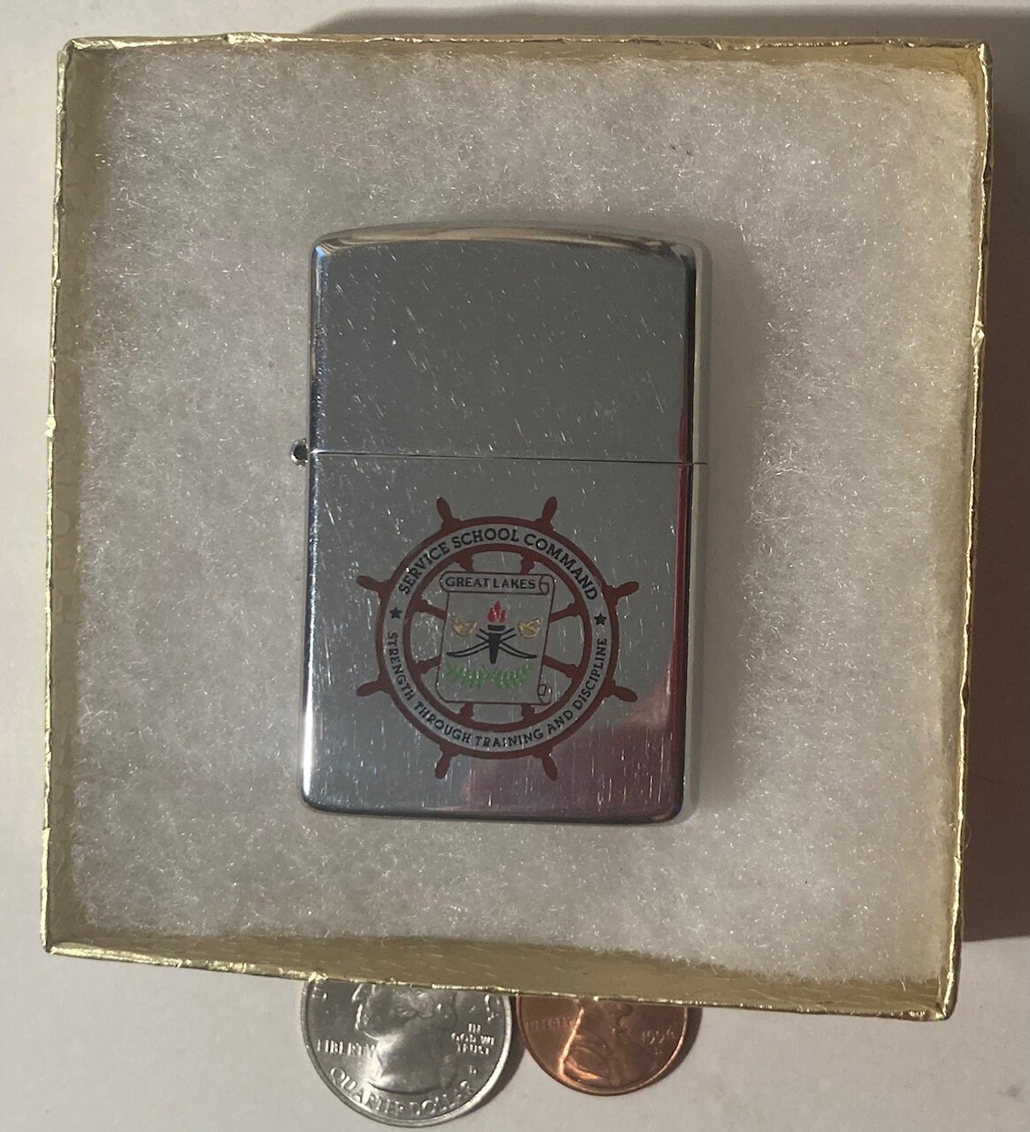 Vintage Metal Zippo, Great Lakes, Service School Command, Navy