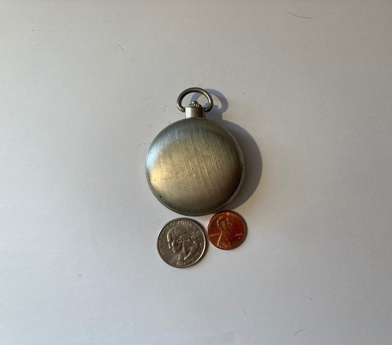 Vintage Metal Pocket Watch, Brushed Silver, Made … - image 1