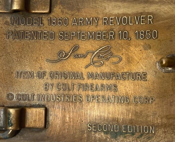 Vintage Metal Belt Buckle, Colt Army Model 44 Cal… - image 5
