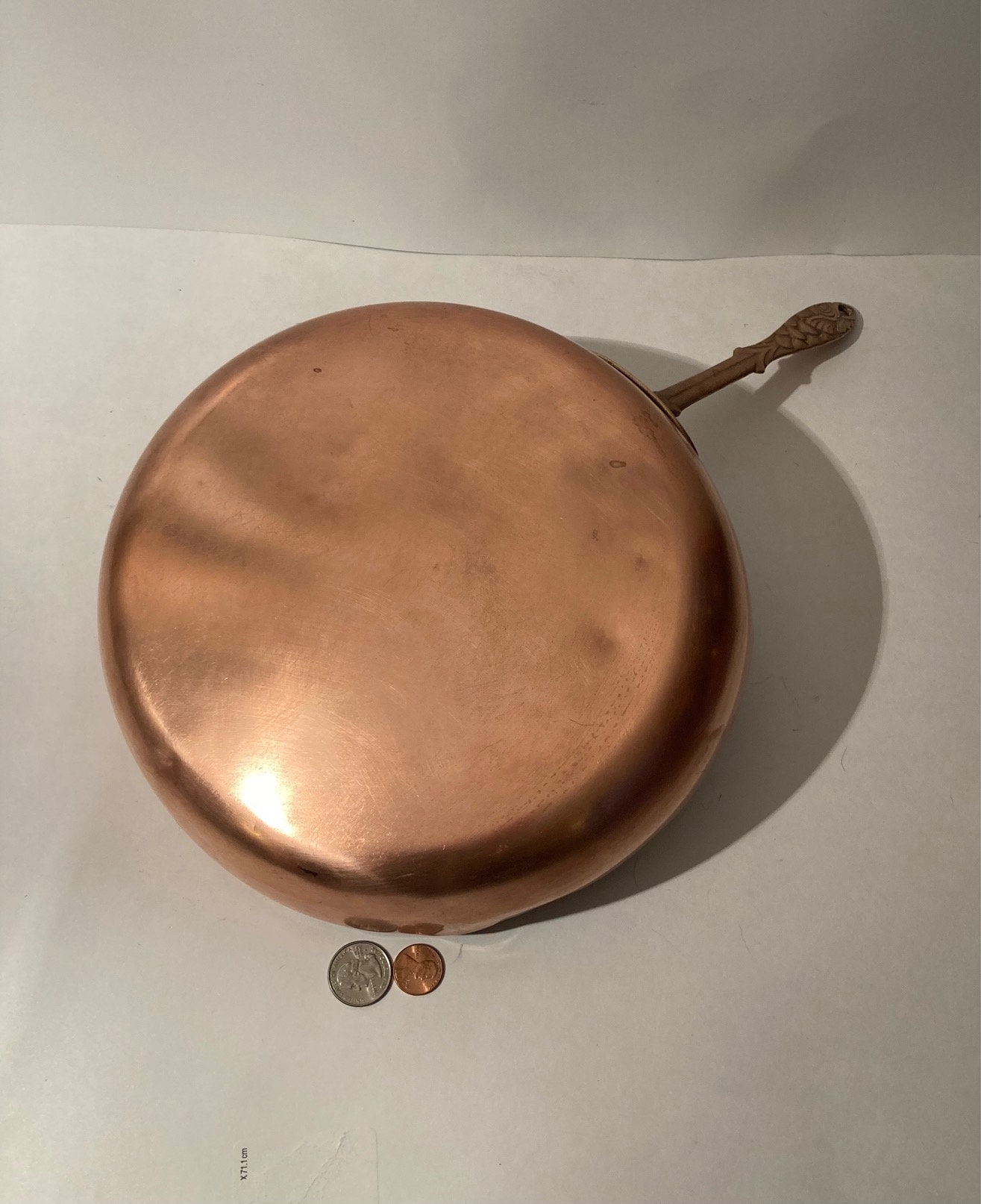 Antique Brass Rare Kitchenware Cooking Flat Fry Pan Antique Brass