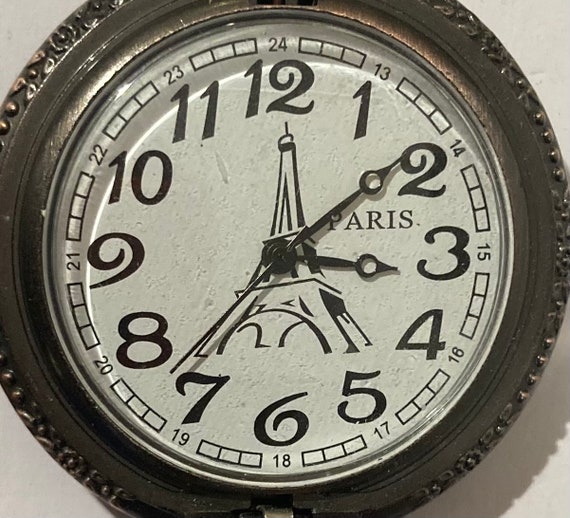 Vintage Metal Pocket Watch, Paris, Clock, Time, S… - image 3