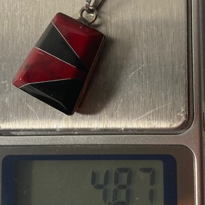 Vintage Sterling Silver Pendant, Charm, Nice Red and Black Stone Design, Very Nice Unique Design