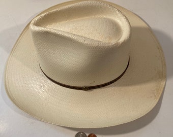 Vintage Cowboy Hat, White, Stallion by Stetson, Size 7 1/8, Quality, Cowboy, Western Wear, Has Some Stains But Still Nice