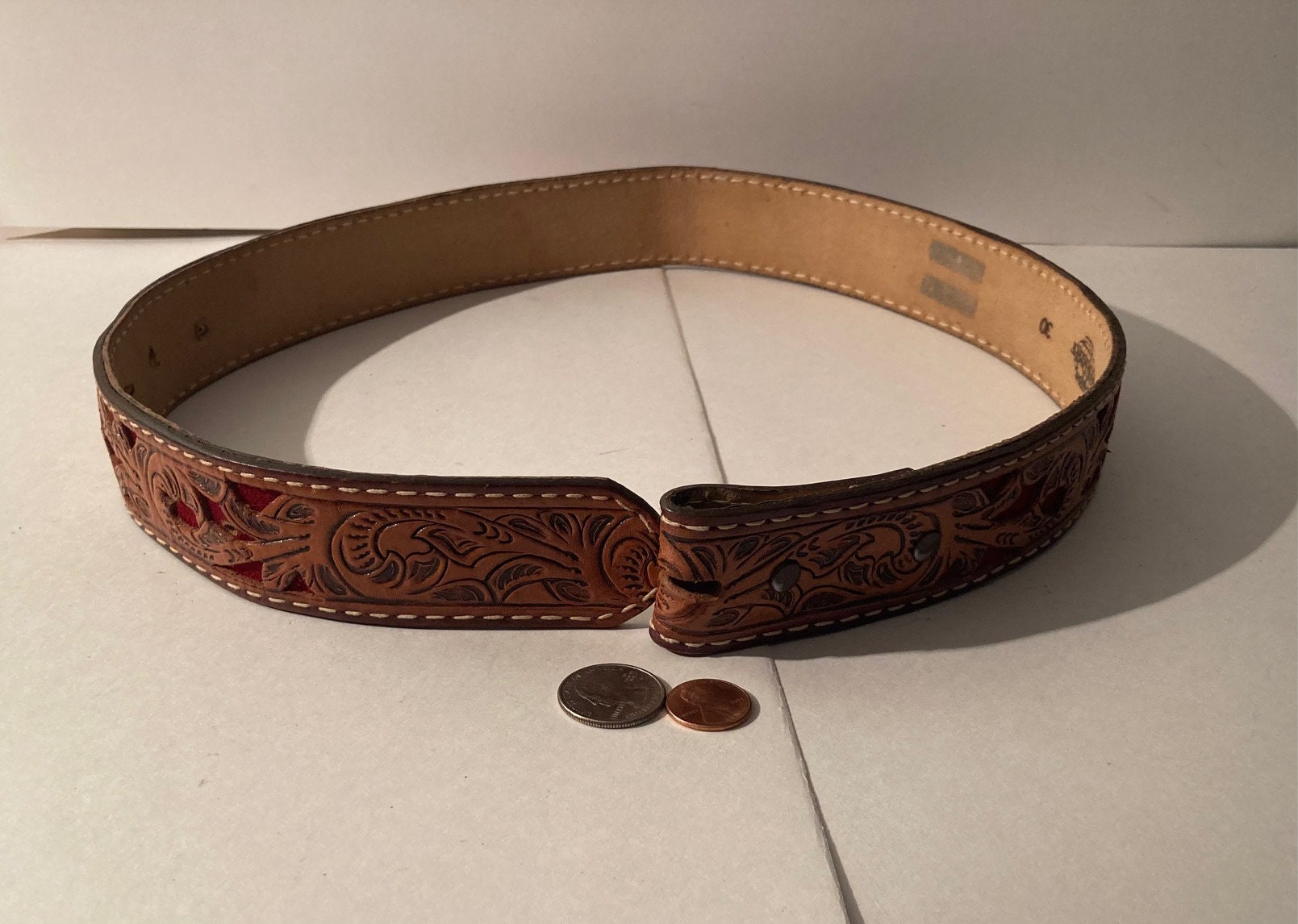 Vintage 1995 Justin Genuine Leather Western Belt with Silver Tone Buckle - Brown Justin Vintage Leather Belt - Etsy main image 2