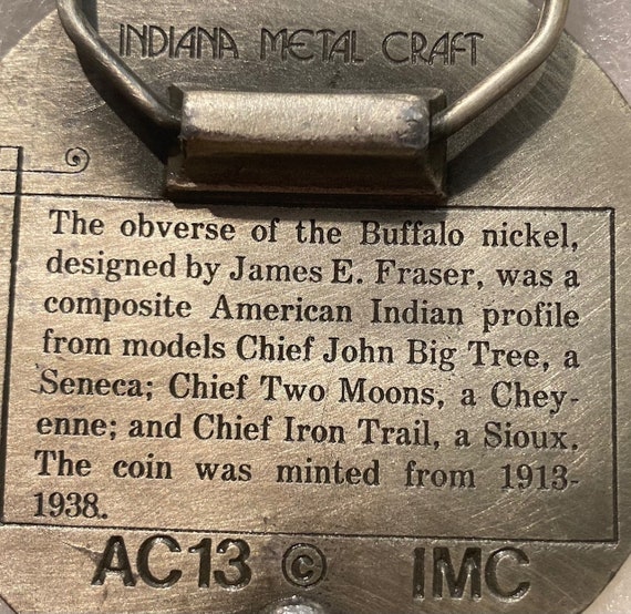 Vintage Metal Belt Buckle, Buffalo Nickel, 1913, … - image 5