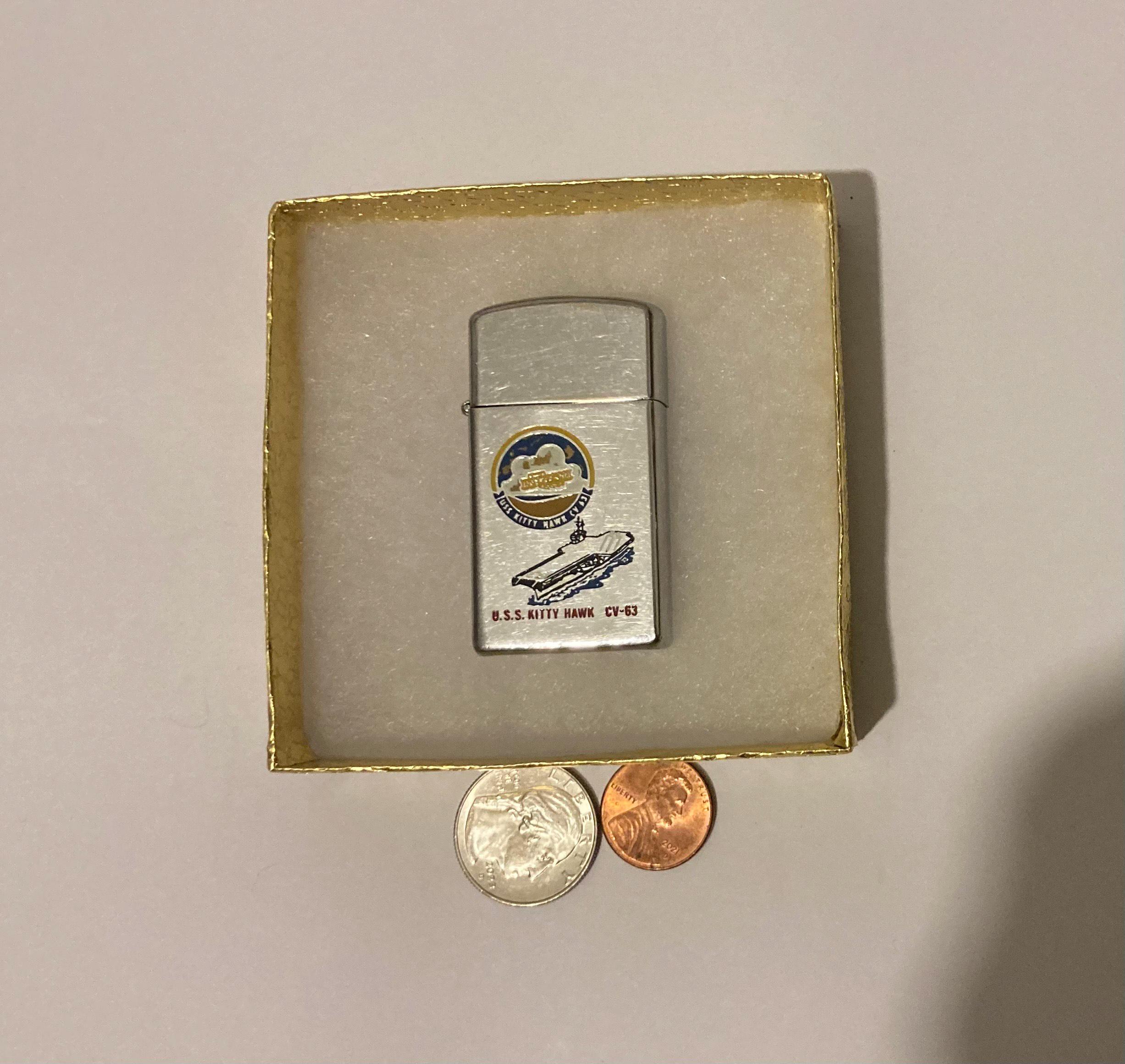 Vintage Metal Zippo, U.S.S. Kitty Hawk CV-63, Aircraft Carrier