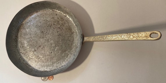 Vintage Metal Copper and Brass Frying Pan, Cooking Pan, Kitchen