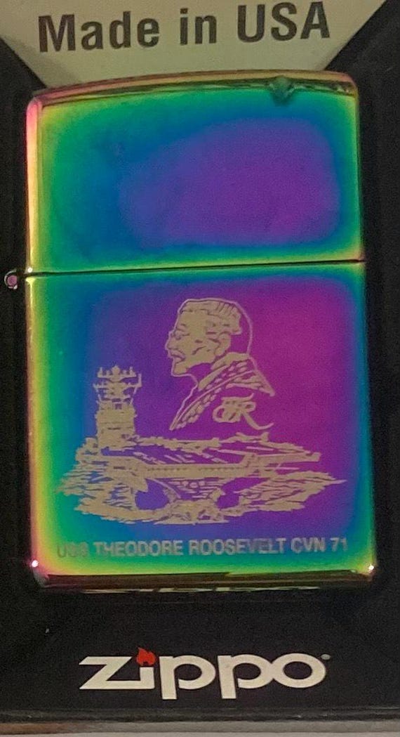 Vintage 2004 Metal Zippo Lighter, U.S.S. Theodore Roosevelt CVN-71