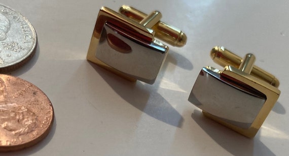 Vintage Metal Silver and Brass Cuff Links Set, Qu… - image 3