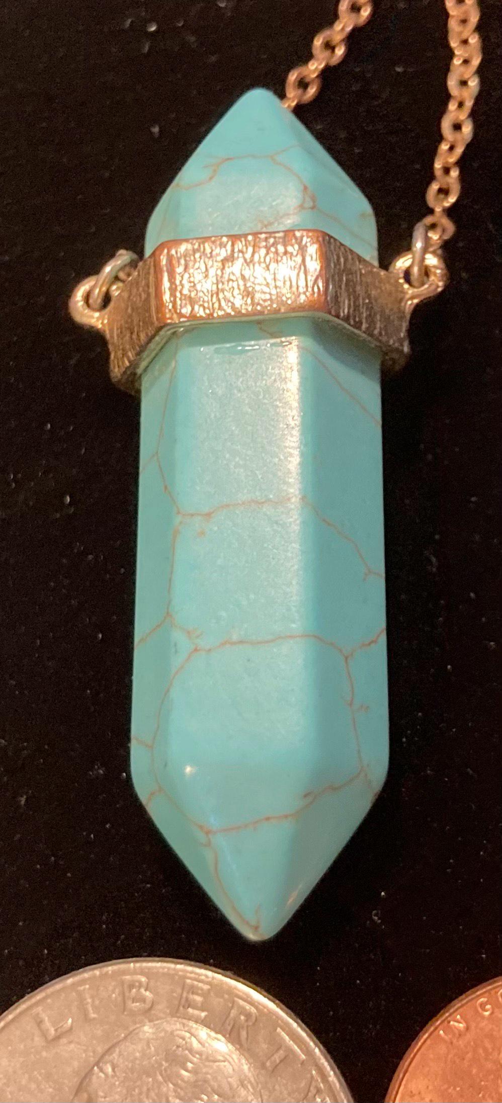 Collier Pierre Turquoise Et Argent - Bijou Ancien Vintage - Occasion - Superbe Pièce Unique