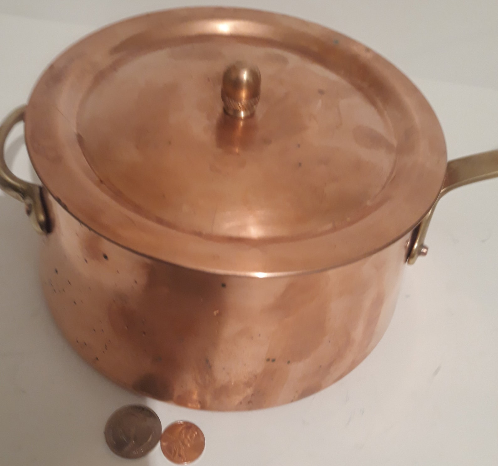 Vintage metal cobre y latón olla sartén 13 largo y 7 | Etsy