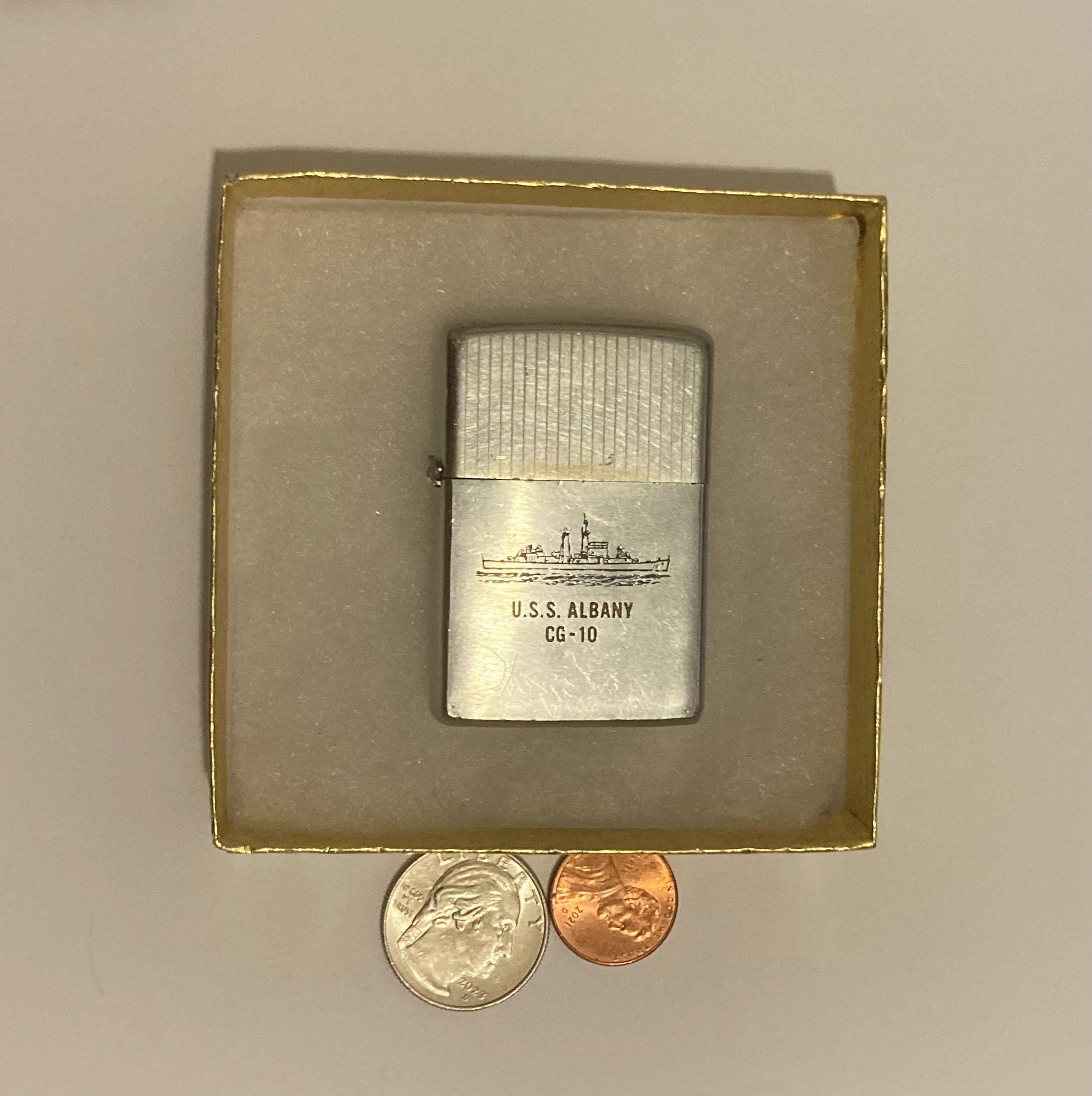 Vintage Metal Zippo, U.S.S. Albany CG-10, Heavy Cruiser Ship, Navy