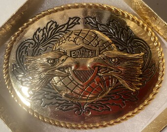 Round Earth Vintage Metal Belt Buckle Earth Belt Buckle - Etsy main image 2