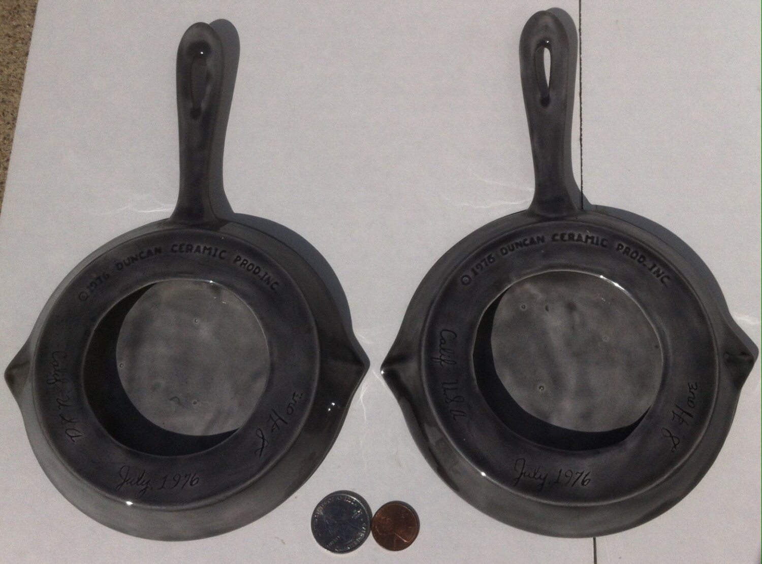2 Vintage Ceramic Frying Pan Skillets Made in USA July 1976 Etsy UK