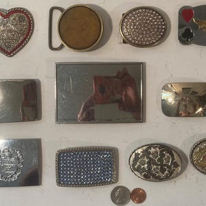 Vintage lot van 11 mooie gespen in westernstijl, hart, spiegel, kaarten, meer, modeaccessoire, country en western, kunst, doorverkopen, voor riemen
