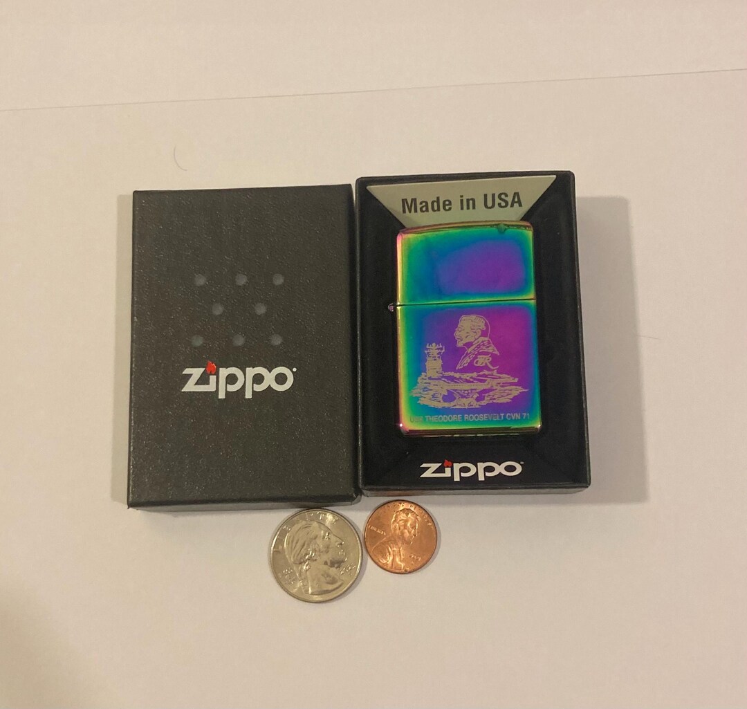 Vintage 2004 Metal Zippo Lighter, U.S.S. Theodore Roosevelt CVN-71