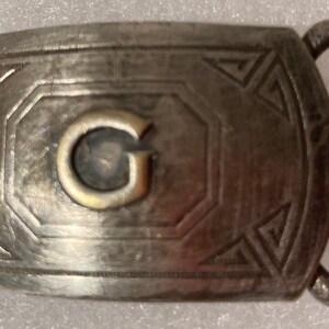 Hebilla de cinturón de metal vintage, G inicial, letra G, Hickok, diseño agradable, 2 "x 1 1/4", servicio pesado, calidad, metal grueso, hecho en EE. UU., para correas