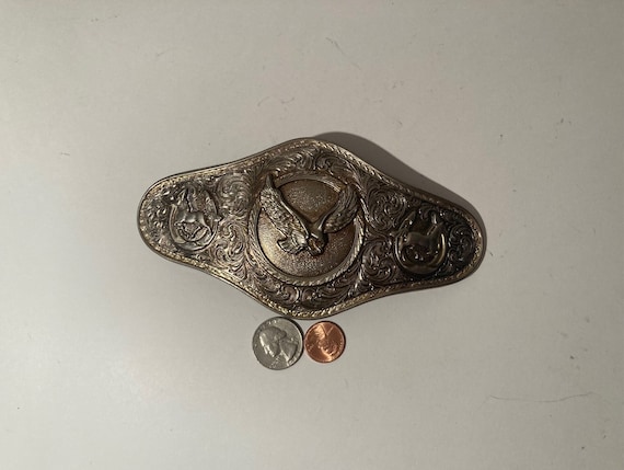 Vintage Metal Belt Buckle, Eagle, Large Size, Nic… - image 1