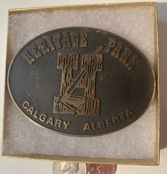 Vintage Metal Belt Buckle, Heritage Park, Calgary, Al… Gem