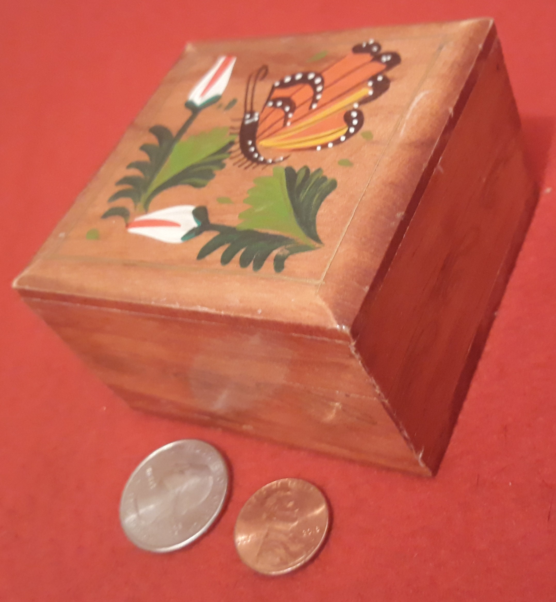 BO?TE DE RANGEMENT vintage en bois verrouillable pour effets personnels