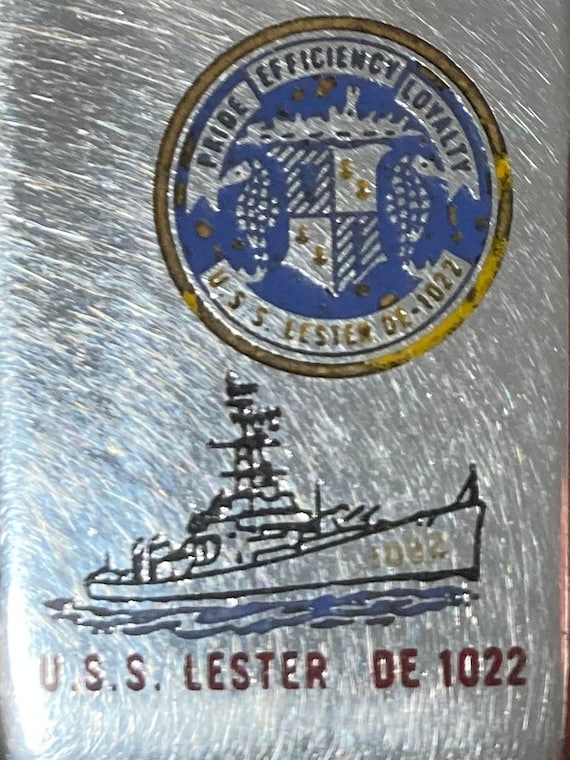 Vintage Metal Zippo, U.S.S. Lester DE-1022, Destroyer, Ship