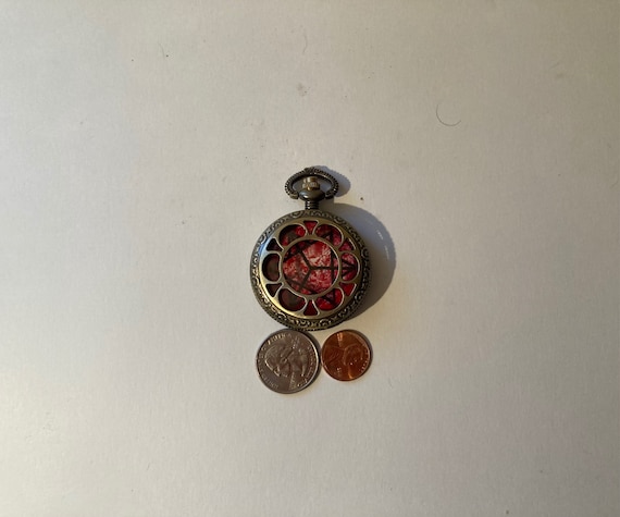 Vintage Metal Pocket Watch, Star, Clock, Time, St… - image 2