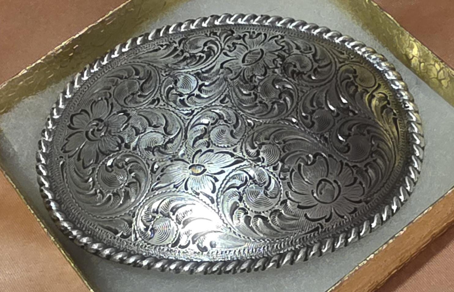Vintage Nocona Ornate Silver Hardware on Dun Dee Genuine Cowhide Belt Size 32 Vintage Nocona Belt - Etsy main image 4