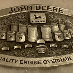 Vintage 1992 Metal Belt Buckle, John Deere, Quality Engine Overhaul Parts, Tractor, Farming, AG, Nice Western Design