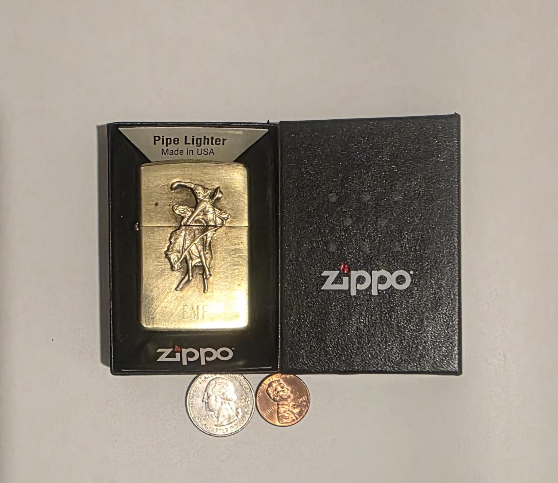 Vintage Metal Zippo Lighter, Marlboro, Cowboy on A Horse, Zippo