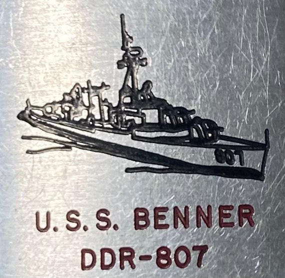Vintage Metal Ships Lighter, U.S.S. Benner DDR=807, Destroyer Ship