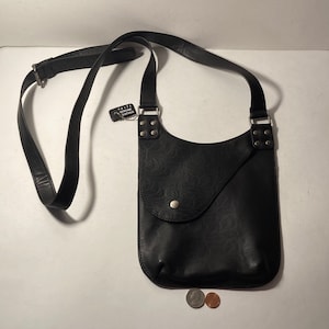 Vintage Nice Quality Black Leather Shoulder Bag, Purse, Quality Leather, Two Pockets, 9&quot; x 8&quot;, Western Accessory, Purse, Bag, Clutch