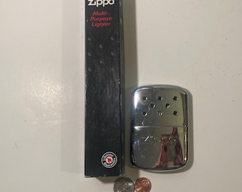 Vintage Set of 2 Zippo Items, Metal Chrome Zippo Hand Warmer, and Zippo Multi Purpose Lighter, Quality, Hunting, Fishing, Outdoors