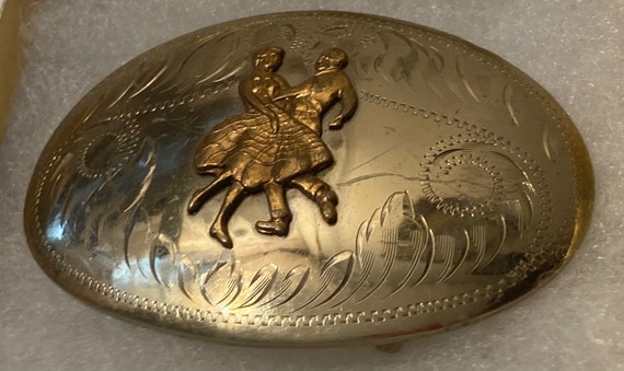 Vintage Metal Belt Buckle, Nice German Silver and… - image 1