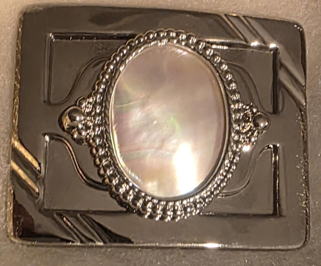 Vintage Mother of Pearl Belt Buckle - Etsy display picture 2