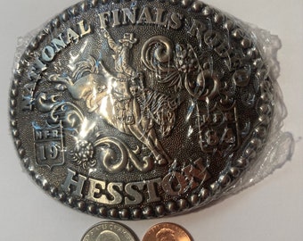 Boucle de ceinture de rodéo Hesston 1987 Cowboy au