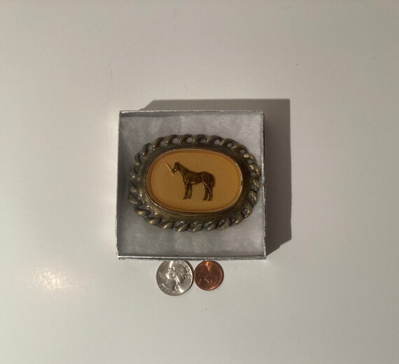 Ancienne Boucle De Ceinture Ovale – Tête De Cheval – Laiton – Western – Unisexe