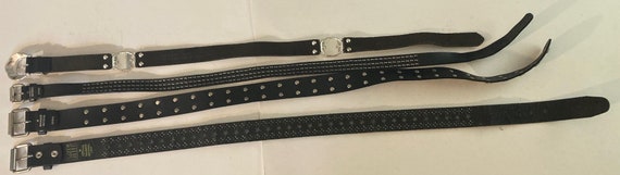 Vintage Lot of 4 Assorted Leather Belts, Rhinesto… - image 4