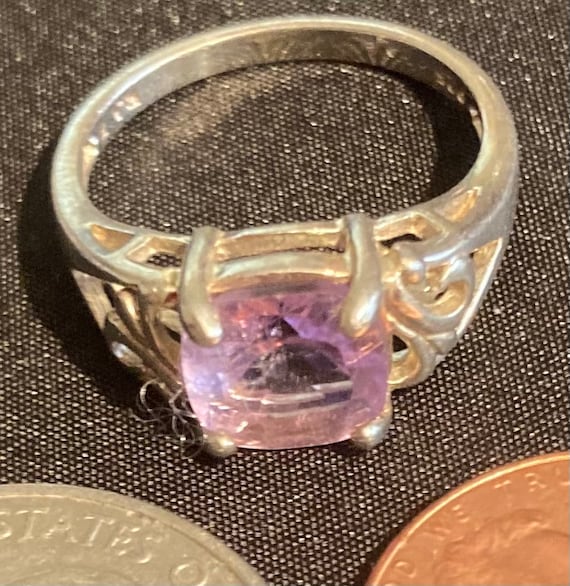 Vintage Sterling Silver Ring Purply Sparkly RJ7 925 Size 6 1 2