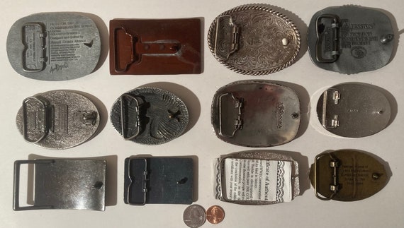 Vintage Lot of 12 Assorted Different Belt Buckles… - image 9
