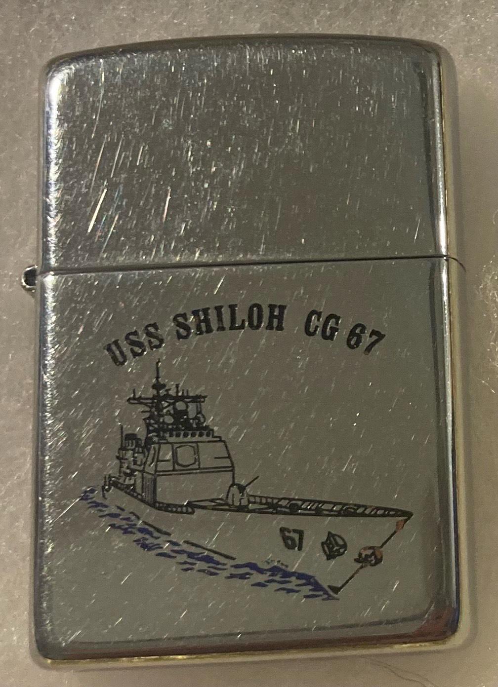 Vintage Metal Zippo Lighter, U.S.S. Shiloh CG-67, Navy, Command