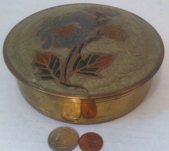 Vintage Brass Box With Lid Detailed Flower Design on Lid Etsy
