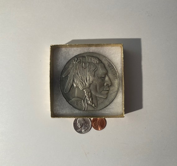 Vintage Metal Belt Buckle, Buffalo Nickel, 1913, … - image 3