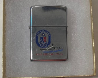 Vintage Metal Zippo, U.S.S. Copeland FFG-25, Guided Missile Fast Frigate Ship
