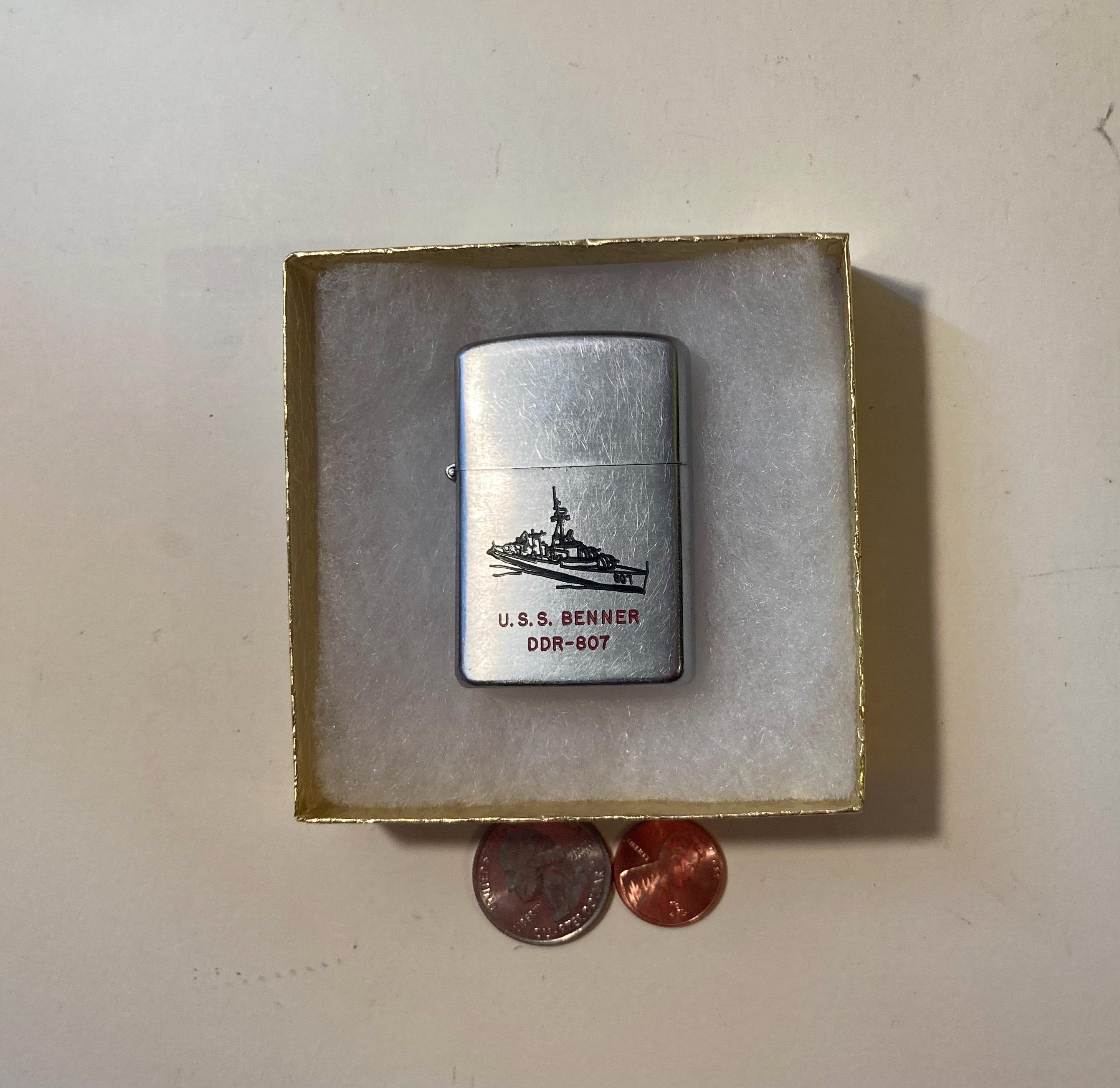 Vintage Metal Ships Lighter, U.S.S. Benner DDR=807, Destroyer Ship