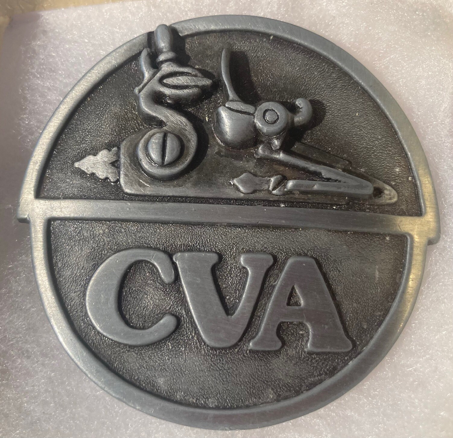 Vintage 1978 Metal Belt Buckle, Connecticut Valley Arms 