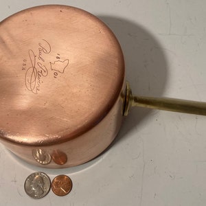 Vintage Metal Copper and Brass Cooking Pot, Pan, Made in USA, Paul Revere, Quality, Heavy Duty, Cooking, Hanging Display, Kitchen Decor