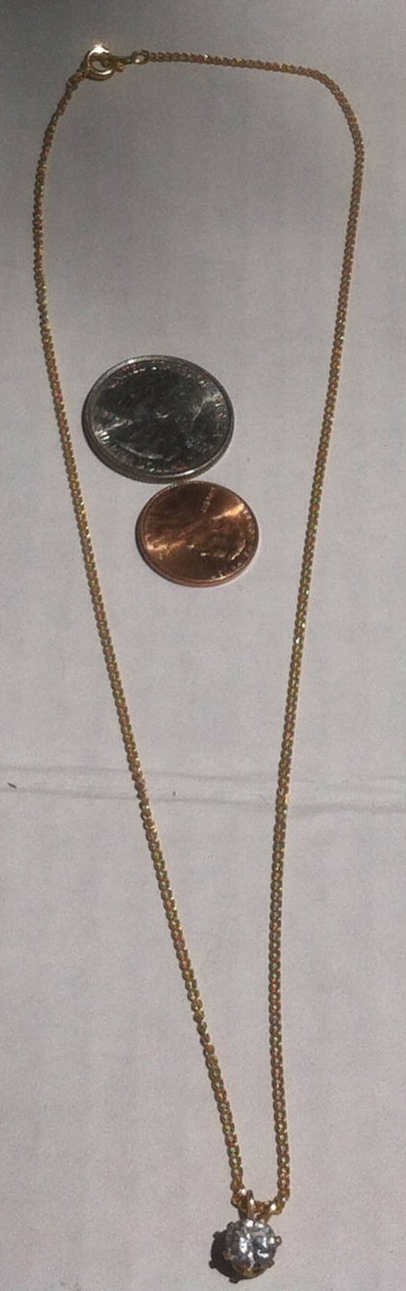 Vintage Gold Colored Chain, Vintage Costume Jewelry, Crystal