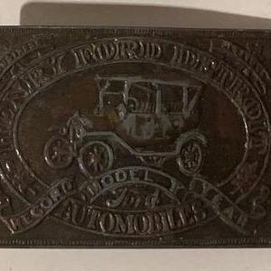 Vintage Metal Belt Buckle, Ford Motor Company, Model T, Cars, Nice Design, 3 1/4" x 2 1/4" Thick, Heavy Duty, Quality, Thick Metal